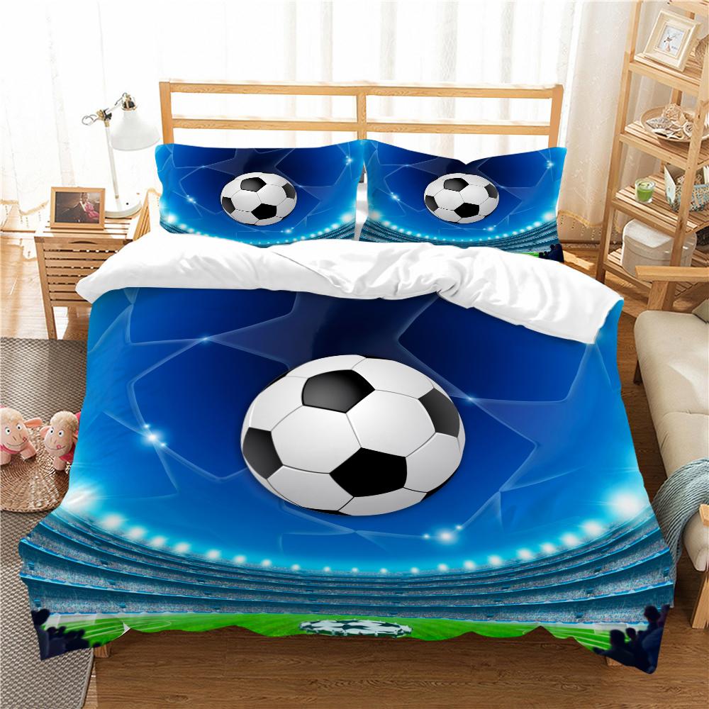 Football Design 2/3 PCS Bedding Suit Children Pillowcase Bedspread Bed Quilt Cover Gift for Boy Cool Boys Double Duvet Set