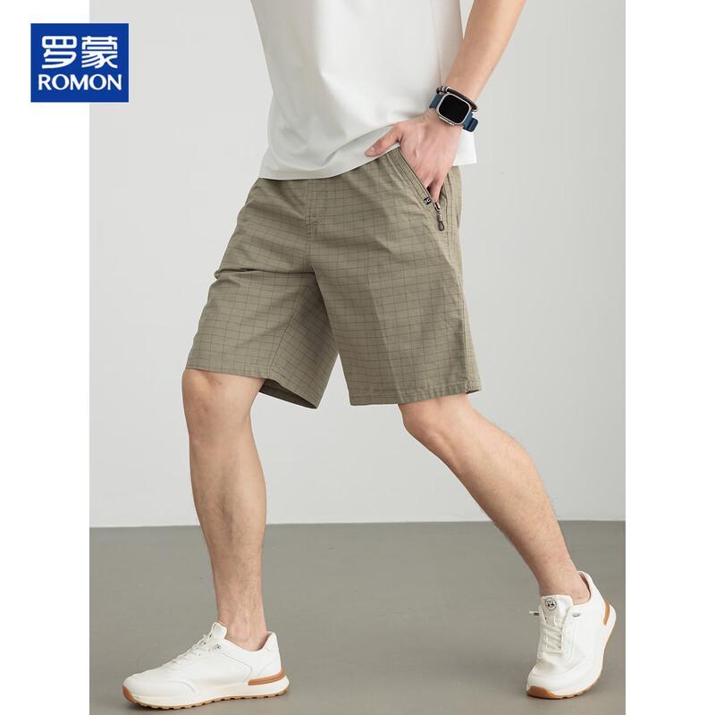 ROMON Men's 100% Cotton Plaid Cargo Bermuda Shorts