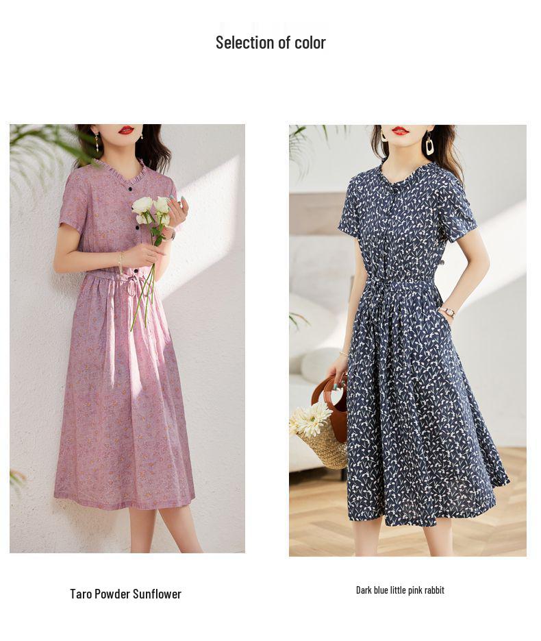 2023 Elegant Floral Cotton Linen Maxi Dress for Women – Summer, Waist-Cinching, Age-Reducing Fashion