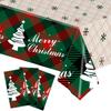 Plastic Christmas Tablecloth Bronzing Snowman Snowflake Disposable Tablecloths Disposable Table Decoration Table Cover Christmas