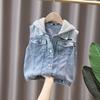 Boys' Spring/Fall Denim Vest Medium-Large Child Size Button-Front Outerwear Stylish Vest