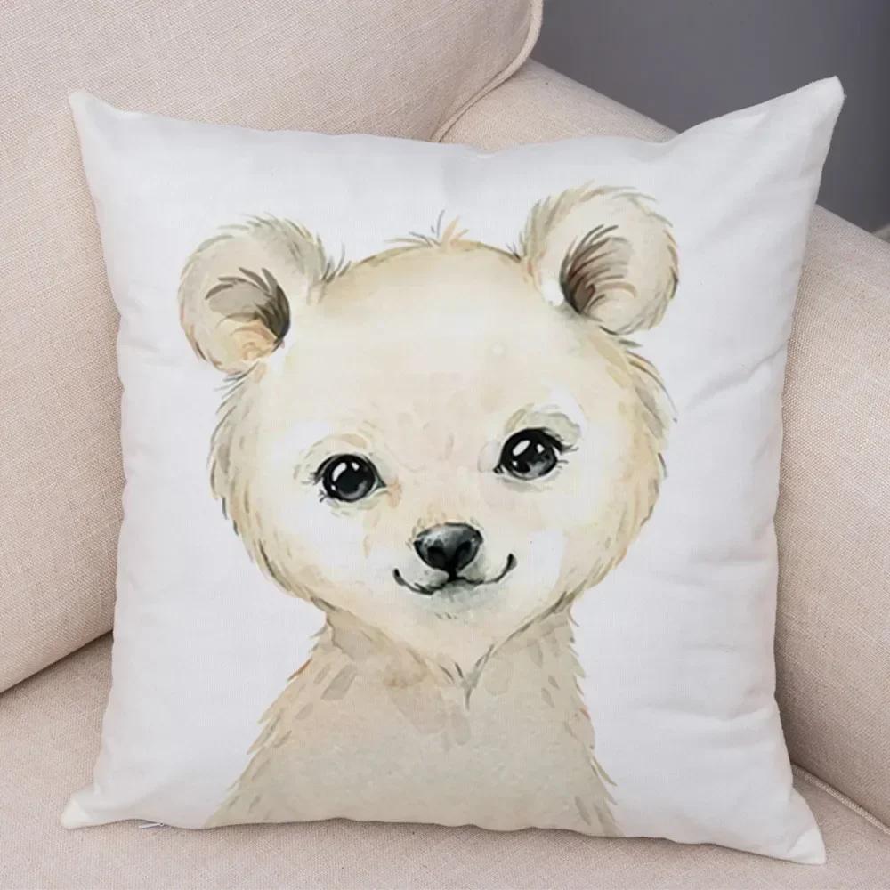 Aquarell niedliche Tier Kissenbezug Sofa Home Decor Zebra Giraffe Nilpferd Affe Löwe Fuchs Kissenbezug Kissenbezug