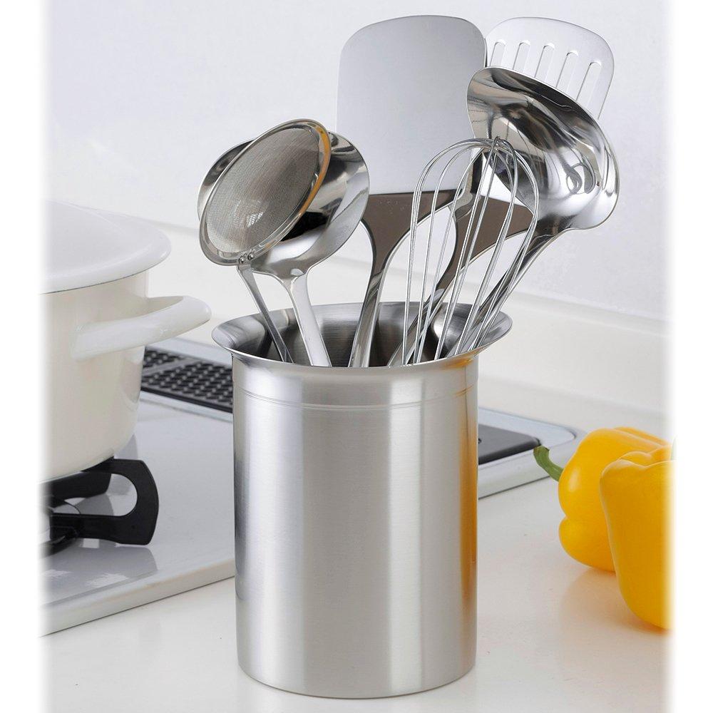 Iris Plaza Kitchen Tool Stand, Silver, 13.6 X 12.2 X 15.6 Cm, Stainless Steel, Made In Japan, Tsubame Kitchen Series, TSK-4