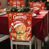 Snowman Christmas Chair Cover Santa Claus Pattern Washable Chair Back Cover Quick Easy Use Elf Pattern Xmas Seat Slipcover