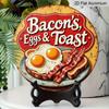 2D Flat Aluminum Egg and Toast Wall Art, Retro Style, 7.87 Inches × 7.87 Inches, Holiday Gift, Perfect for Cafés, Restaurants, Bars, Kitchens, Homes