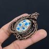K2 Azurite Pendant, 999 Copper Wire Wrapped Gemstone Jewelry, Handmade Pendant, For Thanksgiving