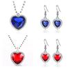 New Titanic Blue Red Necklace+Earrings Ocean Heart  Love Eternal Shining High End Jewelry Bridal Wedding  Set