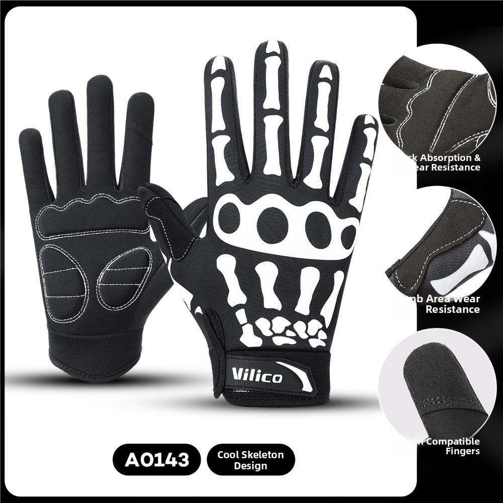 1 Pair Breathable Cycling Gloves Skeleton Design Touchscreen Gloves  Motorcycle Riding