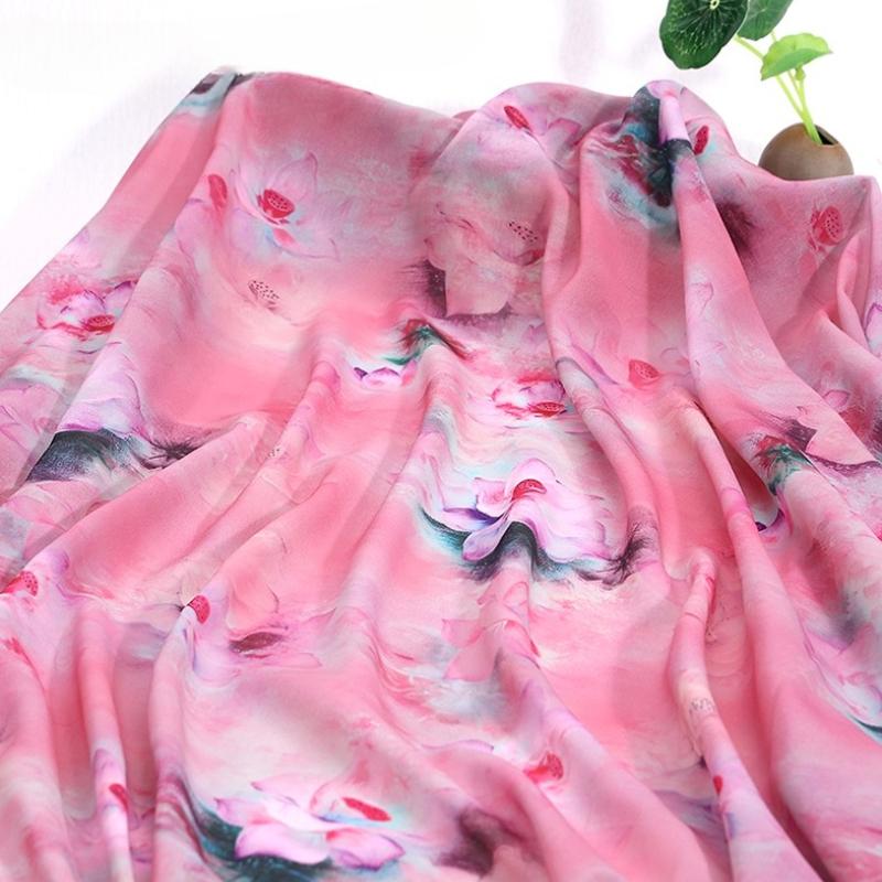 100x150cm 30D Printed Chiffon Ink Chinese Style Fabric Transparent for Sewing Skirt Gauze Scarf Clothing Fabric