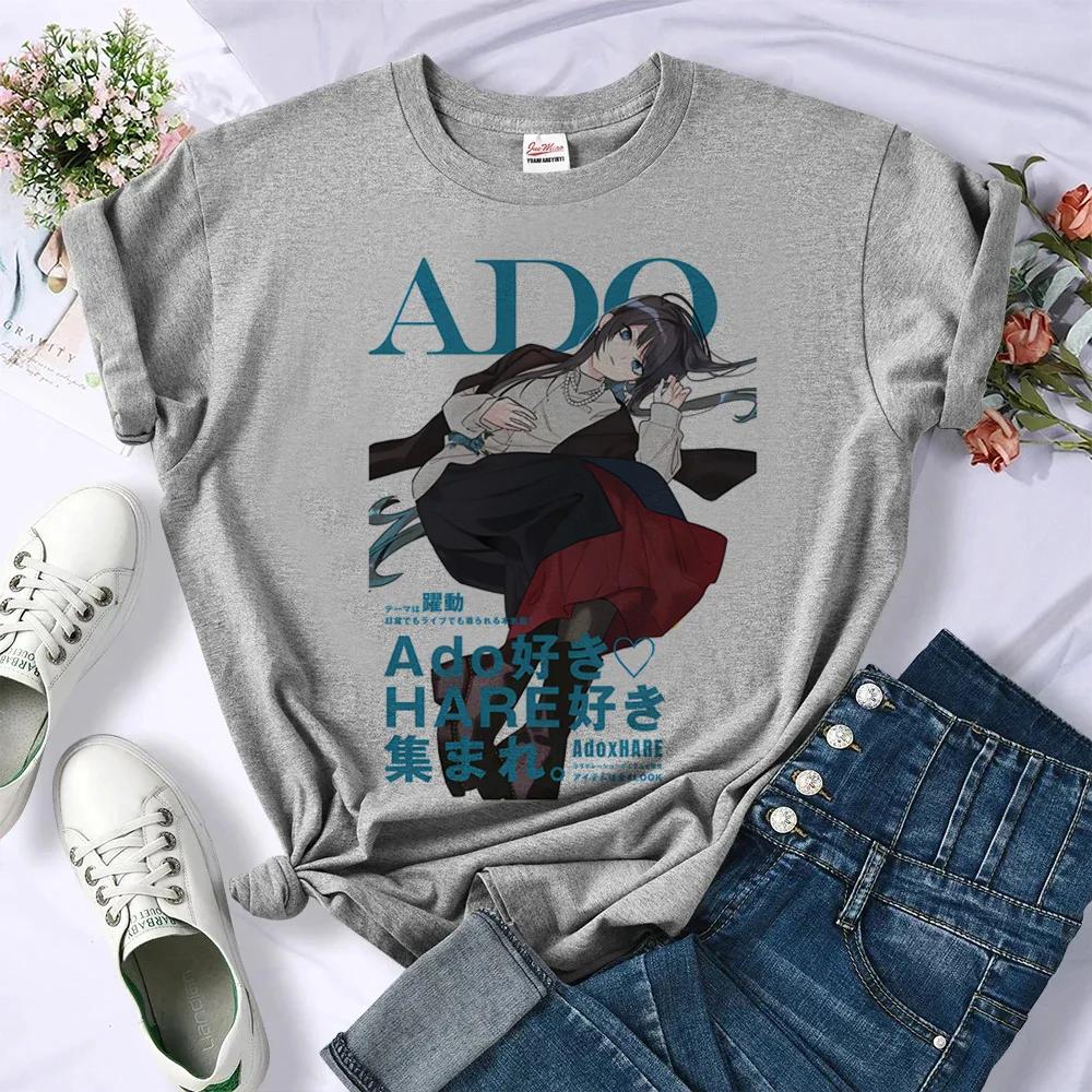 Ado T-shirts Women Anime Designer Top Girl Japanese Harajuku Clothes Funny Trip T-shirts Fashion T-Shirt Summer Street Tops