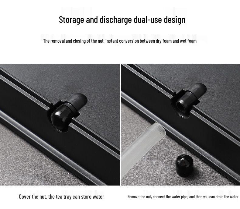Minimalist Kung Fu Tea Tray with Water Storage - Imitation Wujin Stone