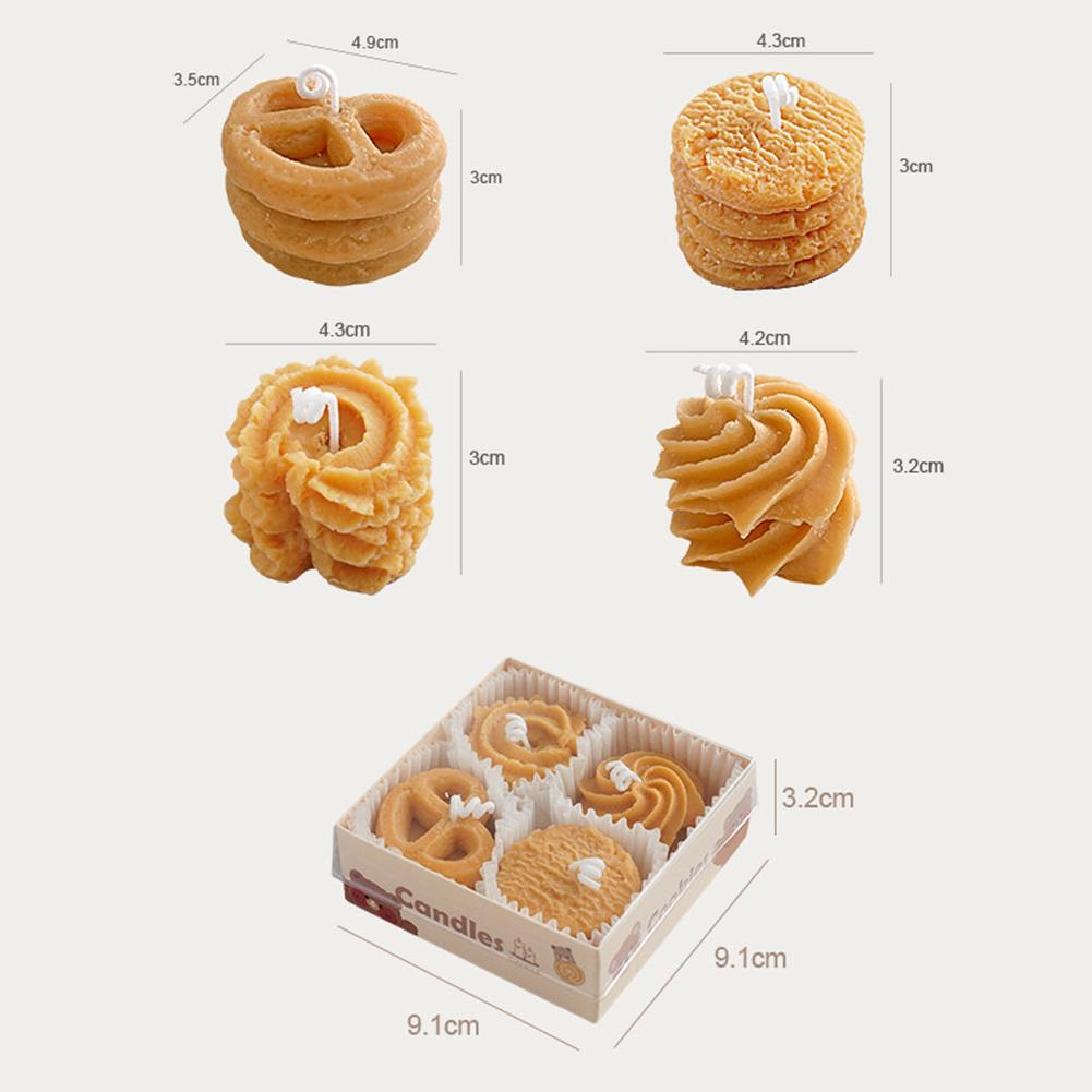 Biscuit Candles, Cookie Scented Candles Creative Candles Ins Set Gift Modeling Wax, Holiday Decoration Box Gift for Festival