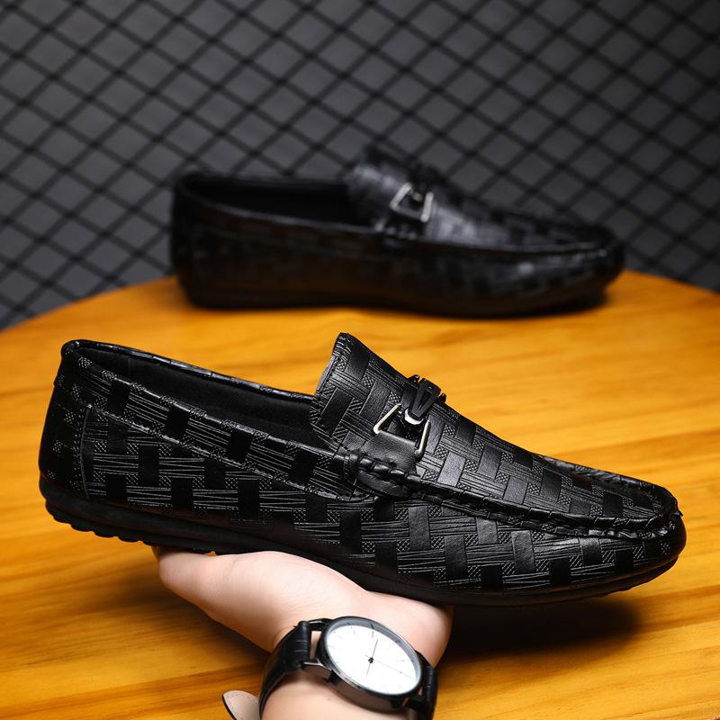 Frühlings- und Sommer Herrenschuhe Low-Top Doudou Schuhe vielseitige Freizeitschuhe atmungsaktive Lederschuhe schwarze Arbeitsschuhe Slipper Herren