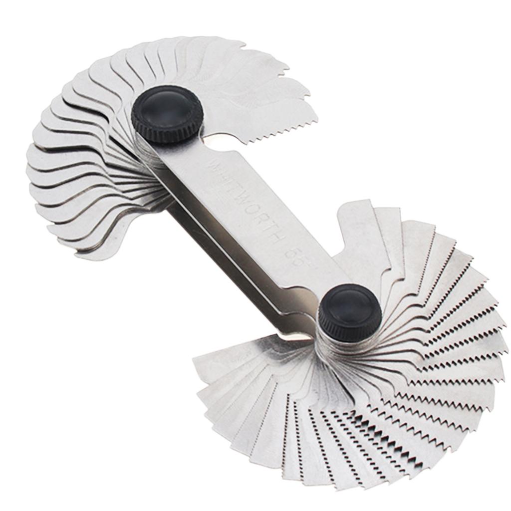 52pcs Stainless Steel Thread Gauge Metric and Imperial 55 60 Degree SAE Precision Gear Tooth Screw Thread Pitch Gauge Size Tool