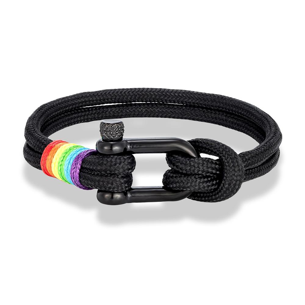 Stainless Steel Rainbow Couple Bracelet, Simple Multi-color Wristband