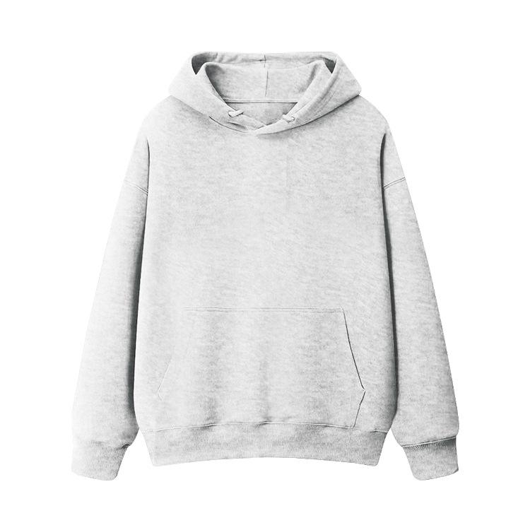 Fleece-Lined Thickened Hua Cotton Drop-Shoulder Hoodie - 2023 Autumn/Winter Solid Color Loose Hooded Sweatshirt with High Neck