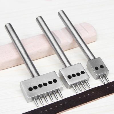4mm 2/4/6 Zinken Loch Leder Abstand Loch Gerät Handwerk Stanzen Runde Reihe Schnitzerei Bohren Edelstahl Meißel