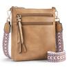 Women’s PU Leather Crossbody Bag Wide Woven Strap Multi Pocket Shoulder Bag Large Capacity Casual Messenger Purse