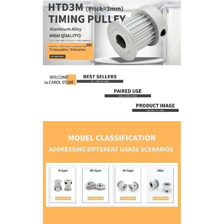 HTD 3M 12T 15T 16T 20T 24T Timing Pulley 3M 20Teeth 12Teeth 16Teeth 15Teeth Synchronous Wheel HTD3M Pulley 12 15 16 20 24 Teeth
