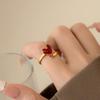 Gold-Plated Zircon Heart Open Ring: Elegant High-End Fashion Jewelry