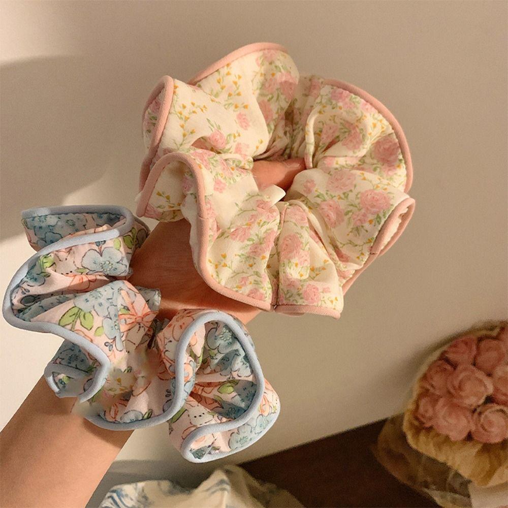 Pastoral Style Korean Elastic Scrunchies Ponytail Holder Floral Hair Rope Flower Hair Band  Women