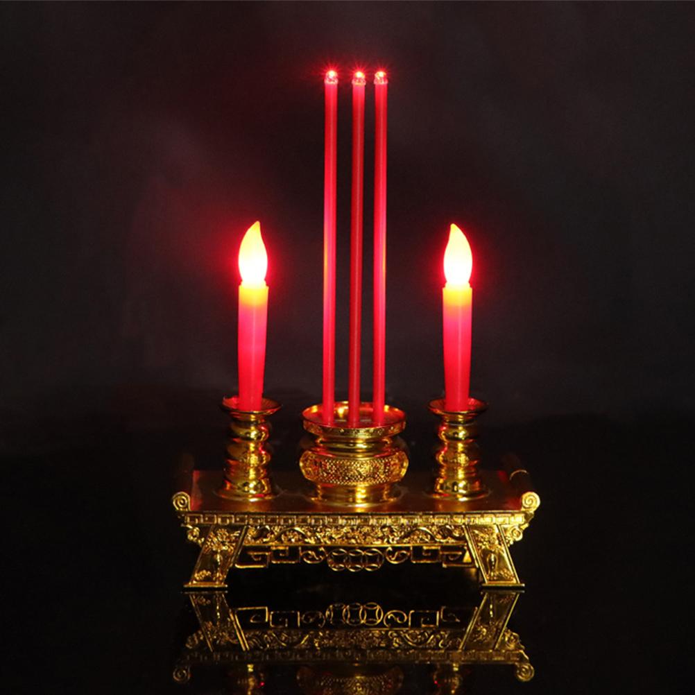 Incense Burner LED Lamp Chinese Candlestick Temple Decoration Lights for Tealight Holder