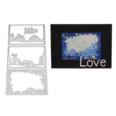 Dikdörtgen Çerçeve Ay Yıldızlar Geyik Metal Gümüşi Şablon Kabartma Kesme Kalıpları Kendin Yap Scrapbooking Kağıt Albüm Kartları Yapımı için