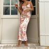 Abito Estivo Floreale con Bretelle Spaccato Slim Senza Maniche Stile Festa Spiaggia Spalline Sottili Abbigliamento Donna Minigonna