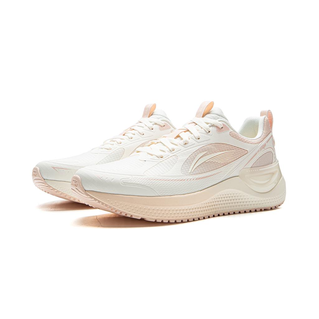 New LiNing EasyFit 2 Shock Absorbers Slip Resistant Abrasion Resistant Breathable Low Top Running Shoes Women's White Pink ARSV116-3