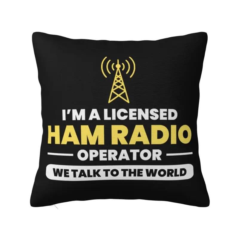 pc Retro Ham Radio Enthusiast Throw Pillow Cover D DoubleSide Print Polyester Cushion Case for Home Sofa Car Man Cave Decor