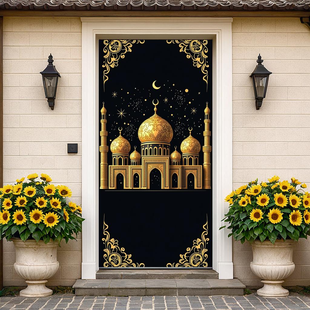 Islamic Mosque Large Tapestry for Ramadan Eid Mubarak Prayer Backdrop Curtains Wall Hanging Decor Muslim Scenic Banner