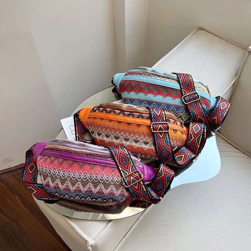 Ethnic Style Cloth Bag Fashion Simple Crossbody Bag Travel Crossbody Small Bag Lightweight Tide Bag