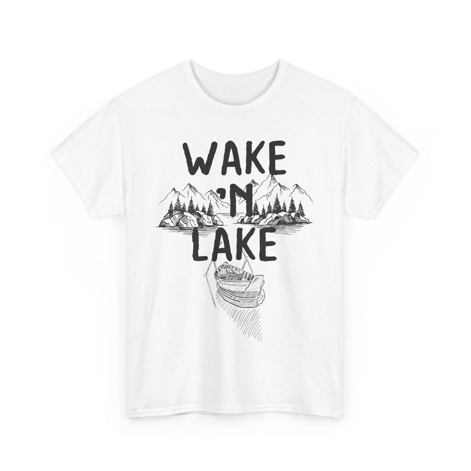 Lake Shirt, Wake And Lake Wildlife Nature Boating Fishing Lovers T-shirt XL