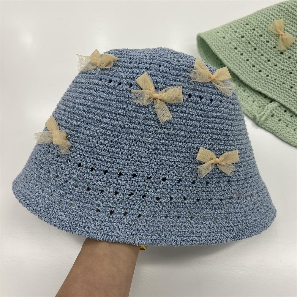 Kleiner Schleife Bucket Hat Damen Sommer süß vielseitig schlichter Hut hoher Sinn Feen-Aura Bucket Hat Beckenhut