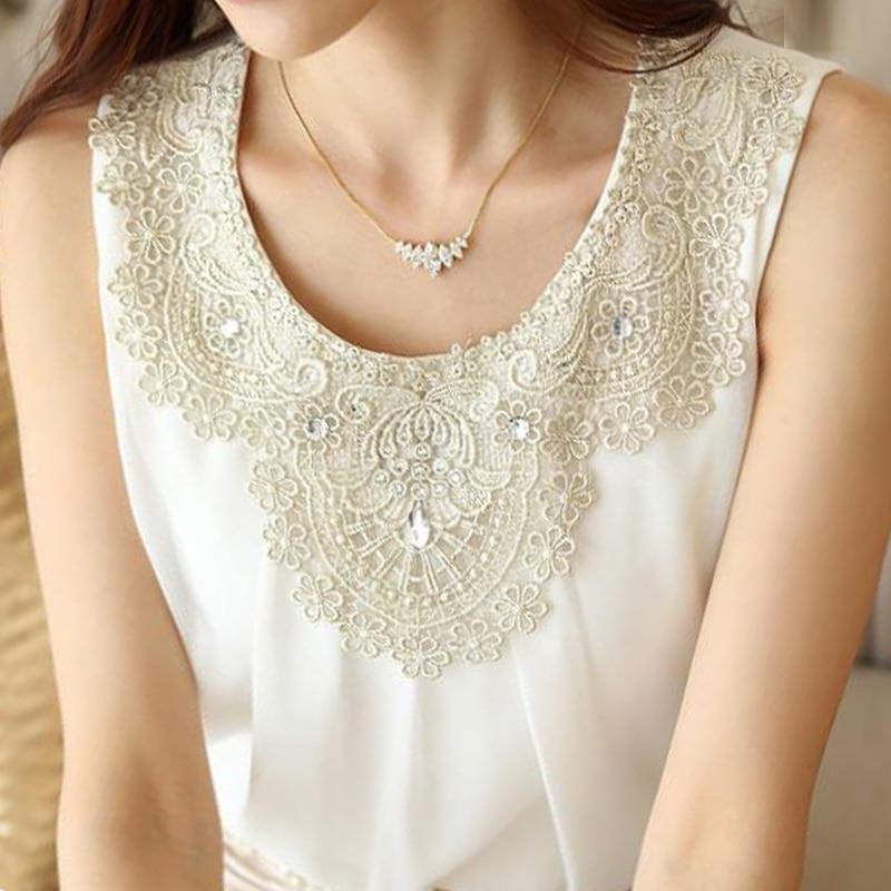 Faahion Diamond Sleeveless Blouse Women 