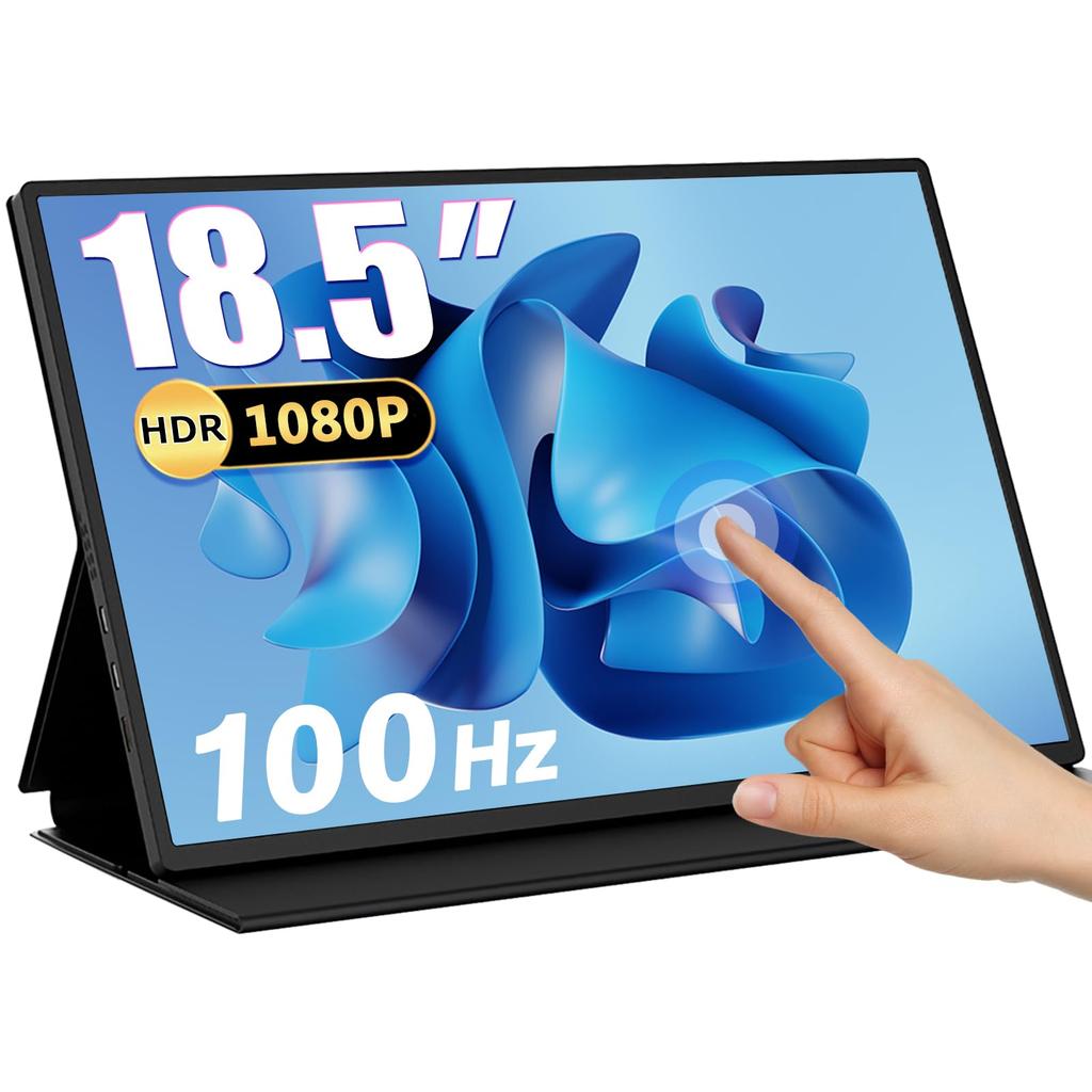 Acouto A18 Touch Panel Mobile Monitor Inch Functional Mobile Display Portable Switch USB Compatible with 18.5 Type-C/HDMI [1920x1080FHD/Built-in