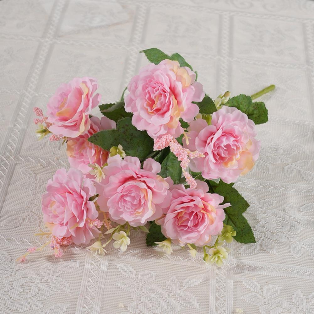 DIY Decoration Artificial Peony Bouquet 7 Heads Simulated Flower Fake Flowers  Photography Props