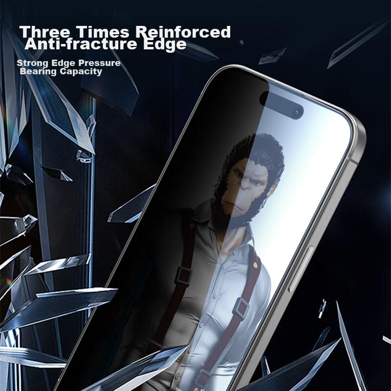 Privacy Screen Protector for Apple IPhone 15 Pro, Anti-Peeping Tempered Glass Film for IPhone 15 Pro, High-Definition Anti-Spy Protective Film