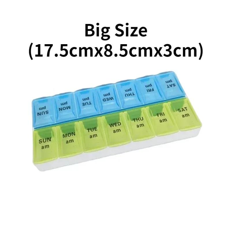 Weekly Portable Travel Pill Box Cases 7 Days Organizer 14 Grids Pills Container Storage Tablets Vitamins Medicine Fish Oils