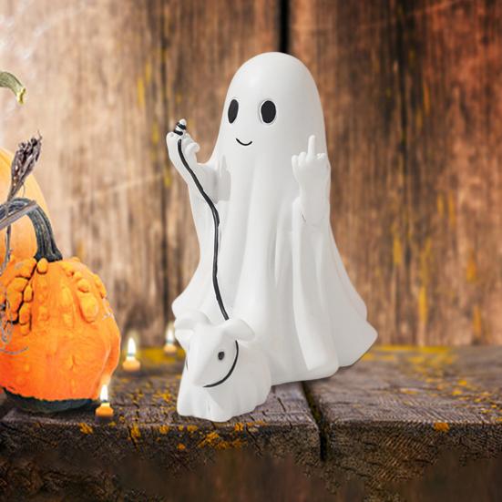 Ghost Dog Walking Ornament Resin Ghost Dog Walking Sculpture Halloween Bookshelf Party Home Office Decor