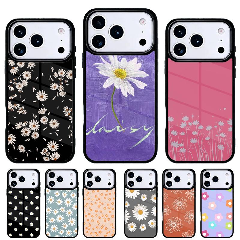 Daisy Flower Phone Case for iPhone 17 16 15 14 13 Pro Max Back Cover for 12 11 Pro Coque