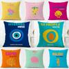 Bright Cheerful Anime Summer Travel Series Cushion Cover Washable Linen Pillowcase Soft  for Daily Sofa Bed Home Room Decor