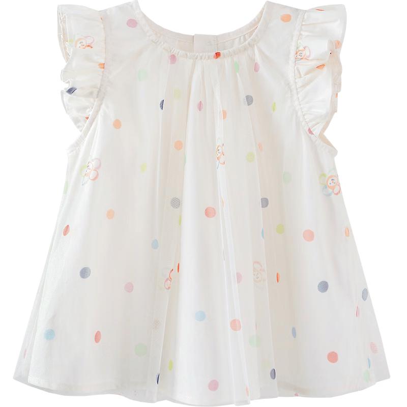 Minibala Girls' Short Sleeve Puff Sleeve Mesh Top