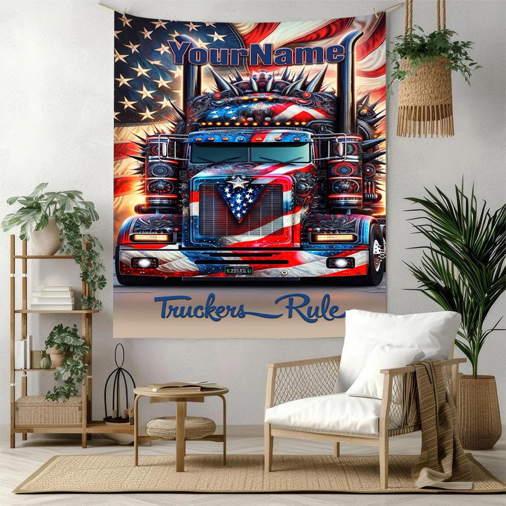 Peterbilt Schwerlastwagen Benutzerdefinierter Name Wanddekor Wandteppich Kunst Für Haustiermemorial Geburtstag Hochzeitsfeier Hintergrund Familien Geschenk