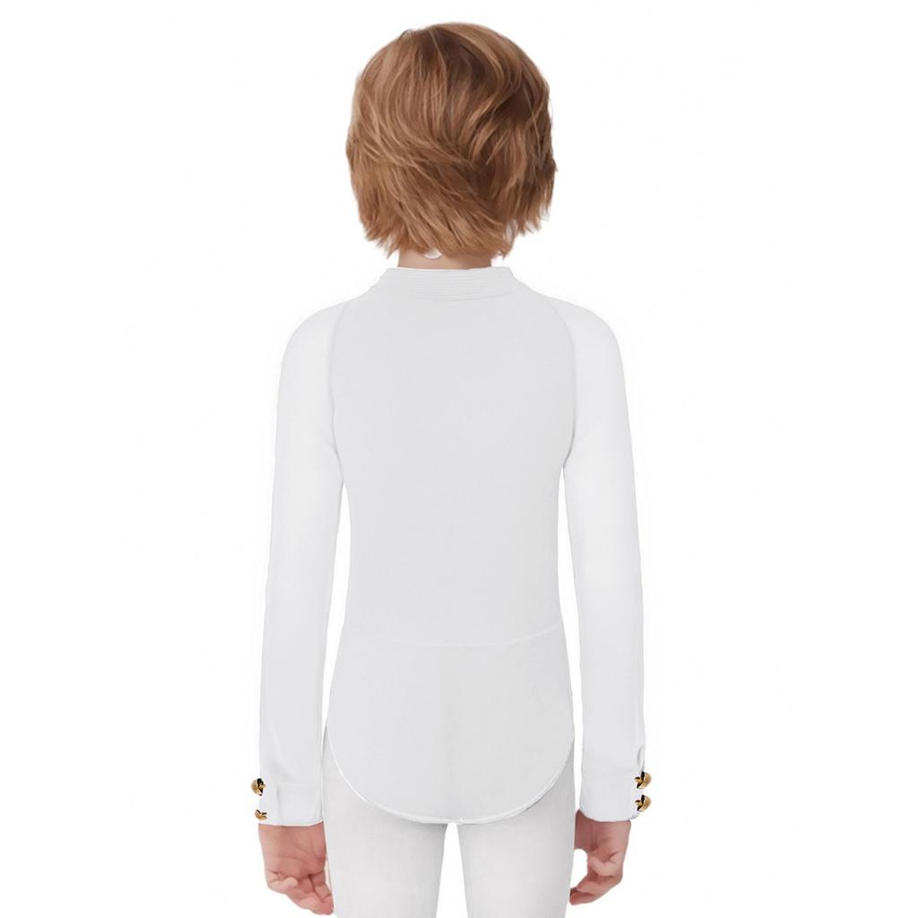 Body de Danse de Salon Latino pour Garçons Manches Longues Col Montant Justaucorps Costume de Compétition pour Performance de Scène