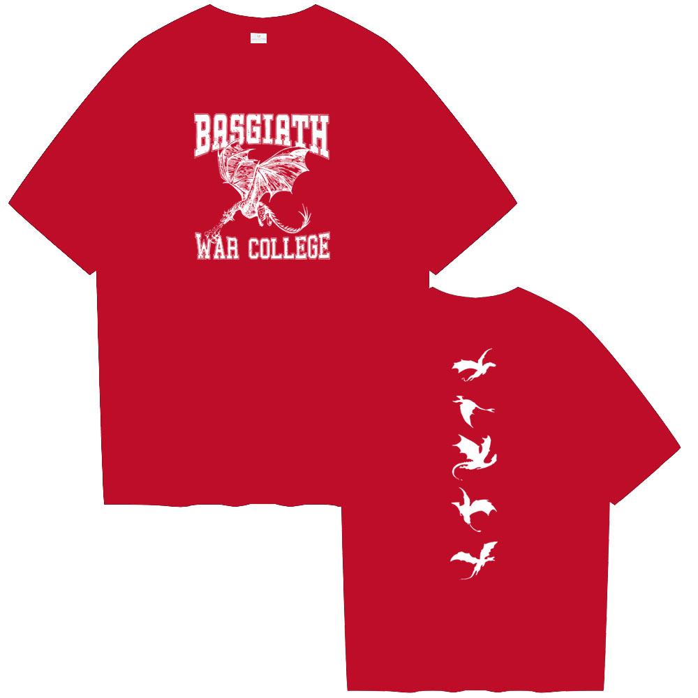 

Печатная футболка Военного колледжа Басгиат Четвертое крыло Летняя футболка Мужская Женская Футболка с короткими рукавами Графические футболки Повседневная уличная одежда Унисекс Футболки Топы 3XL красный