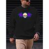 Men's Skull And Bat Print Casual Sweatshirt - Long Sleeve Crew Neck, For Sports And Daily Wear.