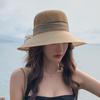Summer ladies organza flower knitted head big edge beach hat outdoor shading sun protection travel fisherman hat tide