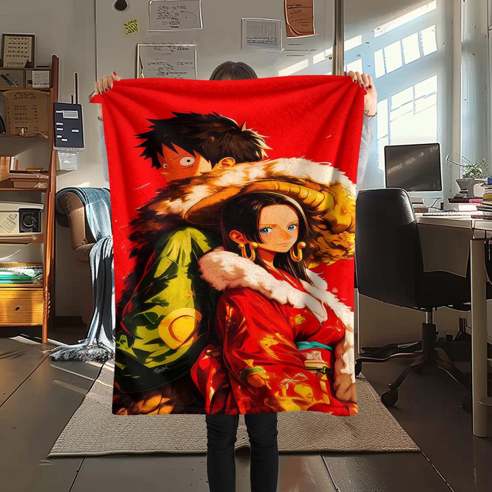 1PC Luffy D Patterned Flannel Blanket Suitable For All Seasons For Home Decor Warmth And Comfort Gifts Holiday Present