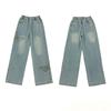 5-13 Years Kids Girls Loose Pants Butterfly Embroidered Casual Wide-Leg Jeans